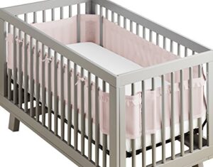 breathablebaby breathable mesh crib liner – deluxe ruffle collection – blush – fits full-size four-sided slatted and solid back cribs – anti-bumper