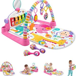 Fisher Price Baby Gift Set Deluxe Kick & Play Piano Gym & Maracas, Playmat & Musical Toy with Smart Stages Learning Content plus 2 Rattles (Amazon Exclusive)