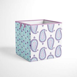 bacati - paisley kids storage (small storage tote 10 x 10 x 10 inches, lilac/purple/aqua)