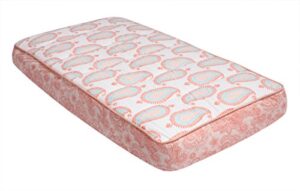 bacati - paisley floral quilted changing pad cover (aqua/coral paisley)