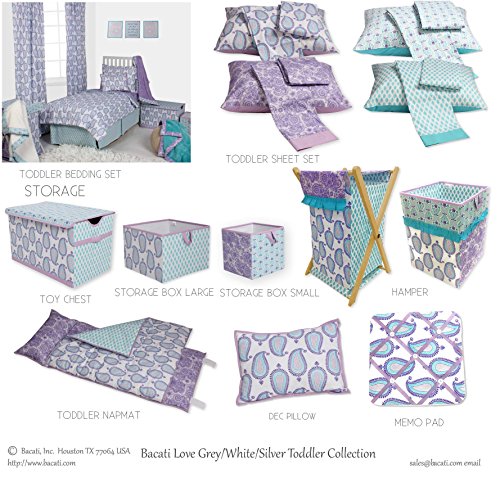 Bacati - Paisley Floral Quilted Changing Pad Cover (Lilac/Purple/Aqua Leaves)