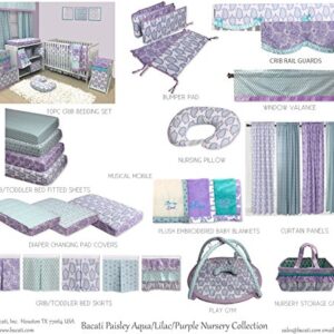 Bacati - Paisley Floral Quilted Changing Pad Cover (Lilac/Purple/Aqua Leaves)