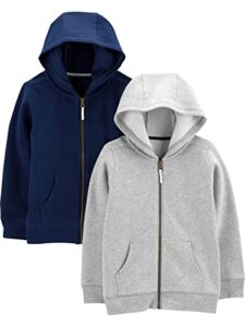 simple joys by carter's baby boys' fleece full-zip hoodies, pack of 2, grey/navy, 24 months