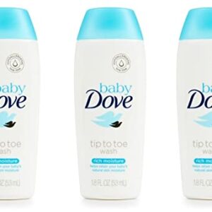 Baby Dove Body Wash Tip To Toe Sensitive Moisture 1.8 Oz Travel Size (Pack Of 3)