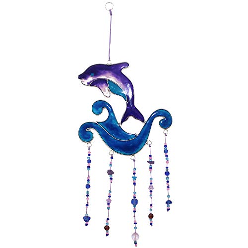 Beachcombers Small Purple Dolphin Wind Chime Coastal Decor Decoration Multi