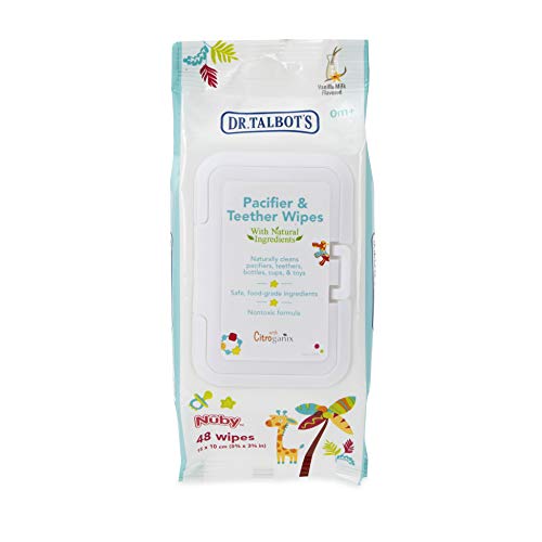 Dr. Talbot’s Pacifier and Teether Wipes Naturally Inspired with Citroganix, Vanilla Milk, 48 Count, 1 Pack