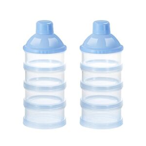 accmor baby formula dispenser, 4 layers stackable formula container, milk powder formula dispenser on the go, baby feeding travel storage container, bpa free, blue, 2 pack