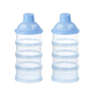 Accmor Baby Formula Dispenser, 4 Layers Stackable Formula Container, Milk Powder Formula Dispenser On The Go, Baby Feeding Travel Storage Container, BPA Free, Blue, 2 Pack