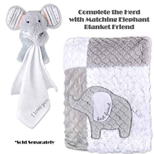 WENDY BELLISSIMO Reversible Baby Elephant Blanket with Baby Elephant (Grey/White)