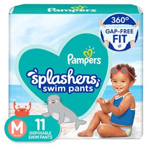 pampers splashers swim diapers disposable swim pants, medium (20-33 lb), 11 count
