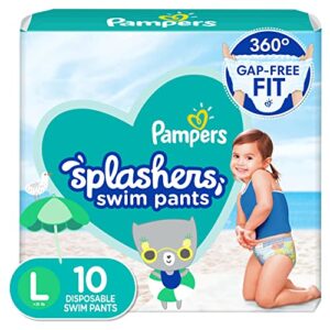pampers splashers swim diapers disposable swim pants, large (> 31 lb), 10 count