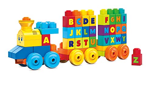 MEGA BLOKS Fisher-Price ABC Blocks Building Toy, ABC Musical Train with 50 Pieces, Music and Sounds for Toddlers, Gift Ideas for Kids Age 1+ Years