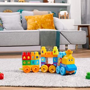 MEGA BLOKS Fisher-Price ABC Blocks Building Toy, ABC Musical Train with 50 Pieces, Music and Sounds for Toddlers, Gift Ideas for Kids Age 1+ Years