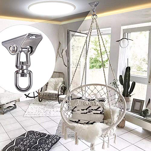 SELEWARE Innovative 1000 lb Capacity Permanent Antirust SUS304 360° Rotate Swing Hanger Suspension Hooks with Bolt for Concrete Wooden Sets Playground Porch Indoor Outdoor Seat, Gym