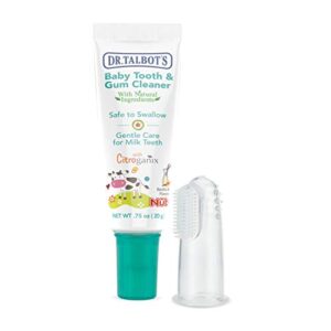 dr. talbot's baby toothpaste naturally inspired with citroganix and silicone finger gum massager, vanilla milk flavor