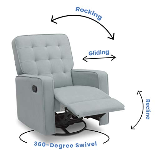 Delta Children Gavin Recliner Glider Swivel Chair Featuring LiveSmart Fabric by Culp - Stain-Resistant, Repels Moisture, Kid & Pet-Friendly Fabric, Mist