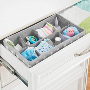 mDesign Soft Fabric Dresser Drawer/Closet Divided Storage Organizer Bins for Nursery - Holds Blankets, Bibs, Socks, Lotion, Clothes, Shoes, Toys - Set of 5 - Gray/White Polka Dot