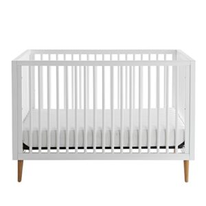 contours roscoe 3-in-1 convertible white standard baby crib, converts from baby crib to toddler bed and daybed, fits standard full-size crib mattress, easy to assemble - white