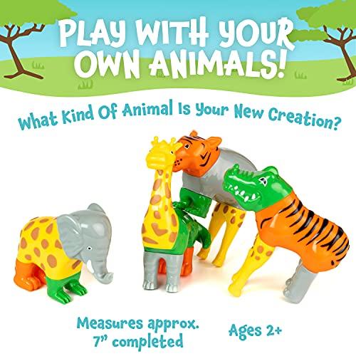 Magnetic Mix or Match Jungle Animals Toy Play Set, 16 Pieces