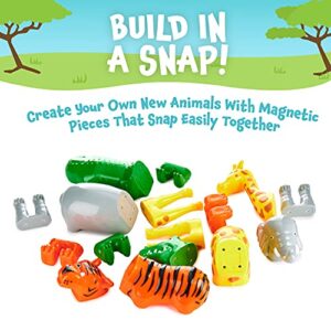 Magnetic Mix or Match Jungle Animals Toy Play Set, 16 Pieces