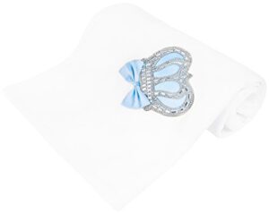lilax baby boy newborn crown jewels swaddle receiving blanket blue