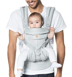 ergobaby omni 360 all-position baby carrier for newborn to toddler with lumbar support & cool air mesh (7-45 lb), pearl grey