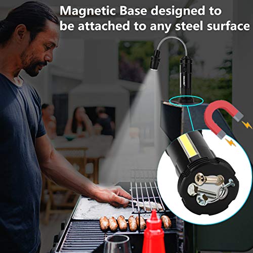 IMAGE Grill Lights Magnetic BBQ Grill Light with Ultra-Bright LED Lights and 3W Side Light, 360 Degrees Flexible Gooseneck Adjustable BBQ Grill Lights for Any Gas Charcoal Electric Grill 2 Packs