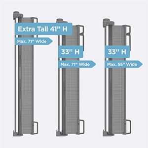 Perma Child Safety Indoor/Outdoor Retractable Baby Gate 41" Tall, Extends to 71" Wide, Gray