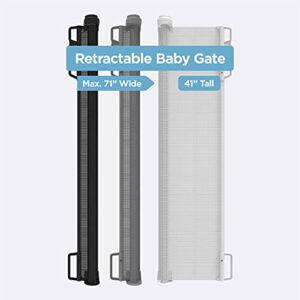 Perma Child Safety Indoor/Outdoor Retractable Baby Gate 41" Tall, Extends to 71" Wide, Gray