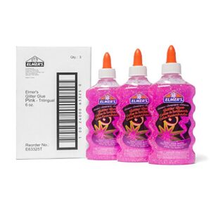 Elmer's 2022912 Liquid Glitter Glue, Washable, Pink, 6 Ounces, Pack of 3