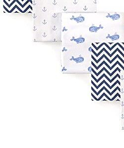 Hudson Baby Unisex Baby Cotton Flannel Receiving Blankets Bundle, Blue Whale, One Size