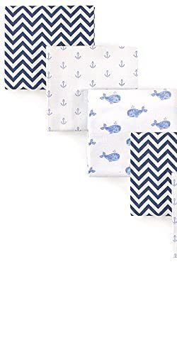 Hudson Baby Unisex Baby Cotton Flannel Receiving Blankets Bundle, Blue Whale, One Size