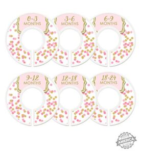 modish labels baby clothes size dividers, baby closet organizers, size dividers, baby closet organizers, closet dividers, clothes organizer, girl, pink, gold, confetti, dots, clean modern (baby)