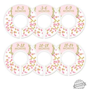 Modish Labels Baby Clothes Size Dividers, Baby Closet Organizers, Size Dividers, Baby Closet Organizers, Closet Dividers, Clothes Organizer, Girl, Pink, Gold, Confetti, Dots, Clean Modern (Baby)