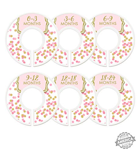 Modish Labels Baby Clothes Size Dividers, Baby Closet Organizers, Size Dividers, Baby Closet Organizers, Closet Dividers, Clothes Organizer, Girl, Pink, Gold, Confetti, Dots, Clean Modern (Baby)