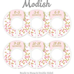 Modish Labels Baby Clothes Size Dividers, Baby Closet Organizers, Size Dividers, Baby Closet Organizers, Closet Dividers, Clothes Organizer, Girl, Pink, Gold, Confetti, Dots, Clean Modern (Baby)