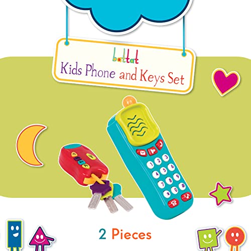 Battat – Sensory Toys – Pretend Phone & Keychain – Toddler Light-Up Phone – Toy Car Keys & Phone – 18 Months + – Light & Sound Phone + Light & Sound Keys