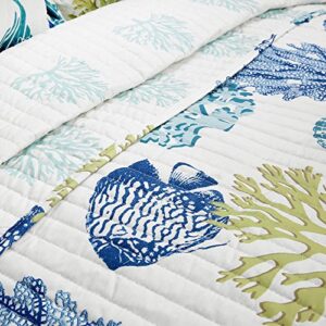 Lush Decor Coastal Reef 3 Piece Quilt Set, King, Navy & Blue