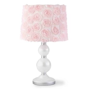 levtex baby - elise table lamp and shade - spindle base with pink rosette shade lamp - nursery accessories - measurements: 22 in. high and 6 in. diameter