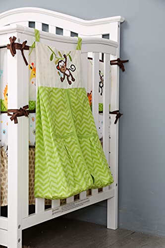 CribMATE 1 PC Diaper Organizer, Cute Cartoon Baby Diaper Hanging Bag, Gift Idea (Green Monkey)