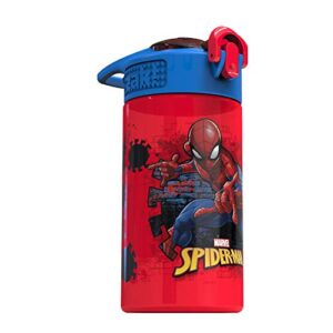 Zak Designs Marvel SpiderMan Kids Spout Cover and Built-in Carrying Loop Made of Plastic, Leak-Proof Water Bottle Design (BPA-Free), Red, 16oz