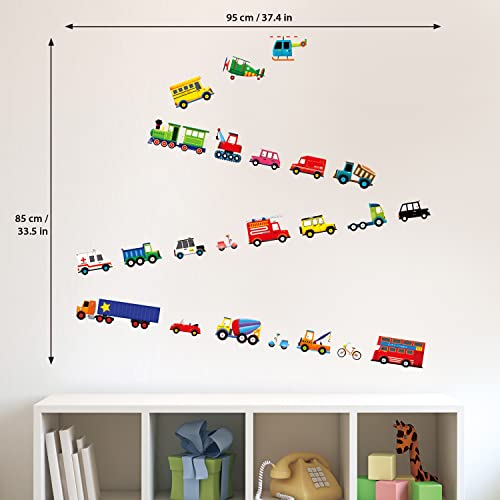DECOWALL DS-8004 Transports Kids Wall Stickers Wall Decals Peel and Stick Removable for Kids Nursery Bedroom Living Room (Small) décor