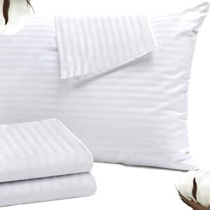 Toddler Travel Pillowcase 12x16 Inch White Striped Zipper Closer Pillow case Set of 2 PC Travel Pillow Cover 500 Thread Count 100% Soft Egyptian Cotton Decorative Travel Pillow Cover