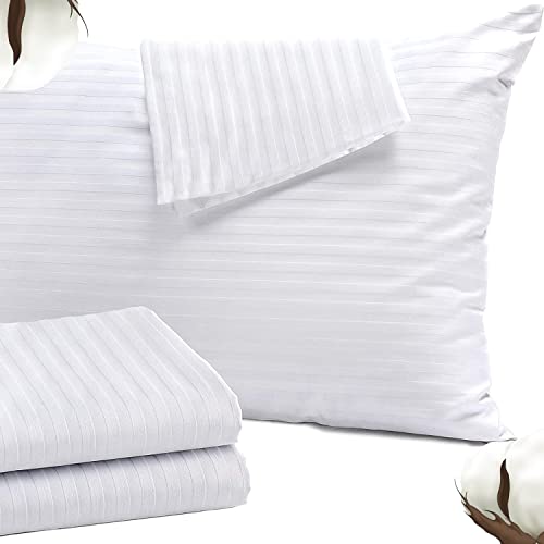 Toddler Travel Pillowcase 12x16 Inch White Striped Zipper Closer Pillow case Set of 2 PC Travel Pillow Cover 500 Thread Count 100% Soft Egyptian Cotton Decorative Travel Pillow Cover