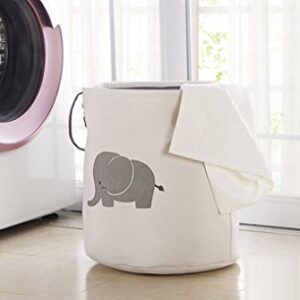 Lannu Laundry Hamper Storage Bin Baskets Nursery Kid's Cotton Linen Collection Organizer Canvas Fabric Collapsible Bags Baby Toys,Elephant