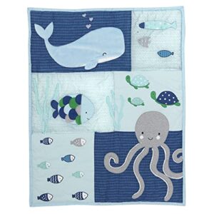 Lambs & Ivy Oceania 6-Piece Baby Crib Bedding Set - Blue Ocean, Nautical, Aquatic, Whale, Octopus Theme