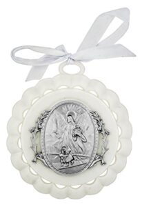guardian angel crib medal (white)