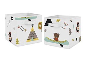 sweet jojo designs outdoor adventure foldable fabric storage cube bins boxes organizer toys kids baby childrens for collection set of 2