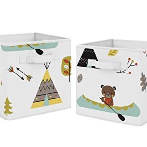 Sweet Jojo Designs Outdoor Adventure Foldable Fabric Storage Cube Bins Boxes Organizer Toys Kids Baby Childrens for Collection Set of 2