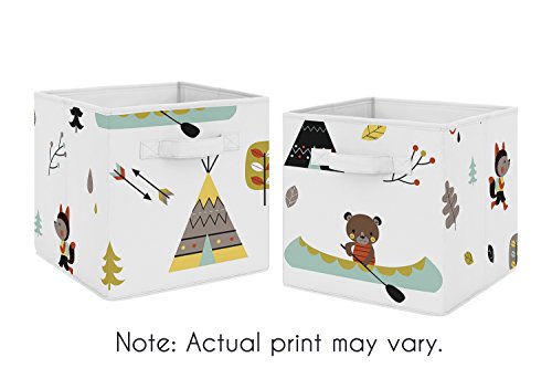 Sweet Jojo Designs Outdoor Adventure Foldable Fabric Storage Cube Bins Boxes Organizer Toys Kids Baby Childrens for Collection Set of 2